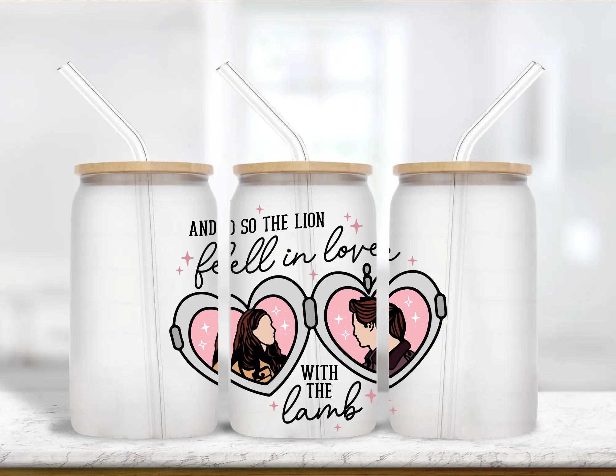 Frosted Glass Twilight Tumbler w/ Straw