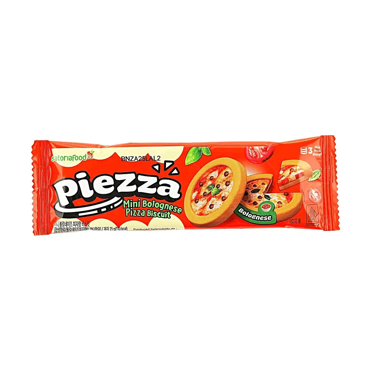 SATORIAFOOD Korean Mini Pizza Crackers - Savory Meat Sauce Flavor, 21g Snack Packs