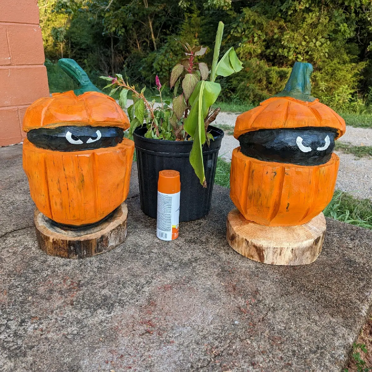 Hand carved Peeping Pumpkin