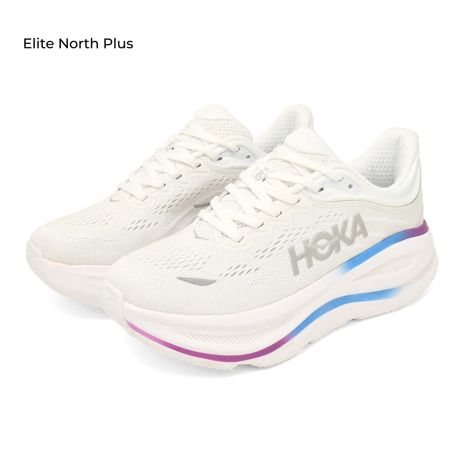 Cream Off White Breathable Knit Mesh Women Road Running Sneakers Silver Print Blue Purple Gradient Wave Thick EVA Cushion Midsole Shock Absorbing Long Distance Training Athletic Shoes