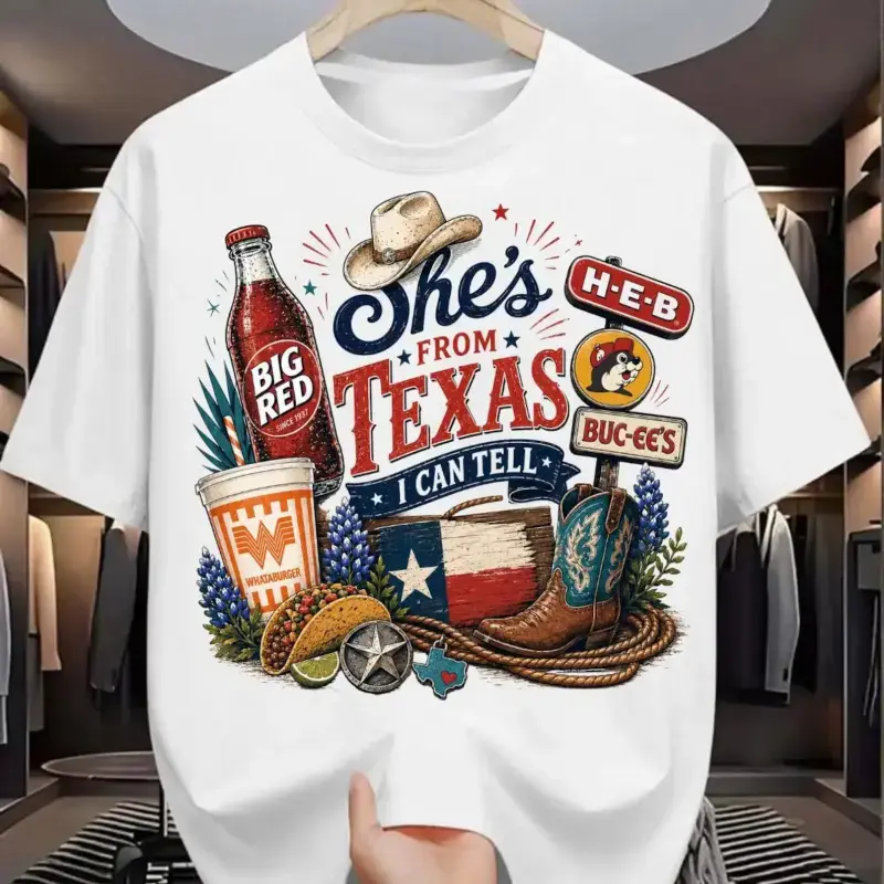 She's From Texas Big Red Shirt, She is From Texas I Can Tell Shirt, Girly Western Texas Shirt, Texas Girl Western Shirt, Gift For Her, Womenswear,Men's