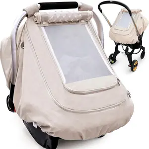 Waterproof Baby Car Seat Cover,Patented Cold Weather Carseat Cover for Babies,Infant Car Seat Cover Canopy for Boy Girls, Keeps Babies Warm and Cozy (Beige)