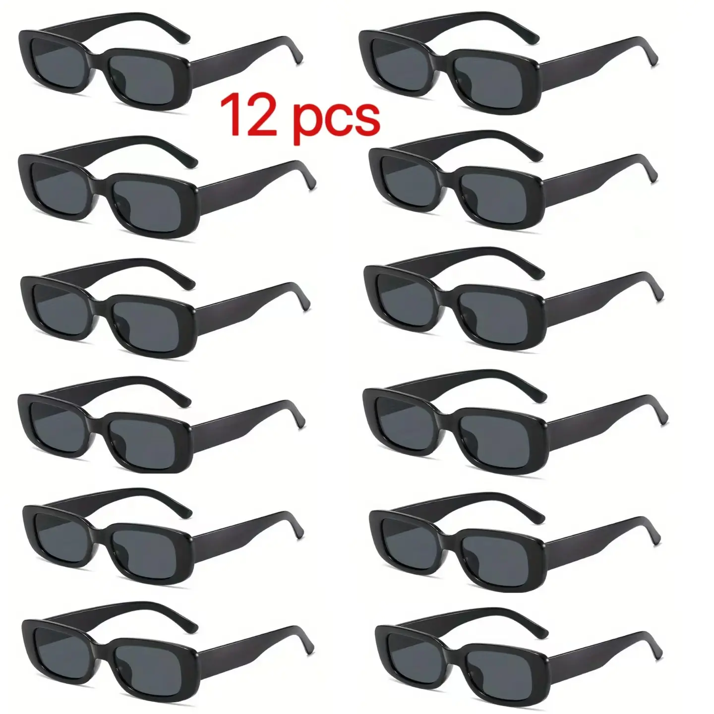 12pcs fashionable small frame glasses, lightweight and stylish men's and women's decorative glasses, classic black glasses for wedding couple dress up, various parties, simple design, sun protection and UV protection, preferred for going out