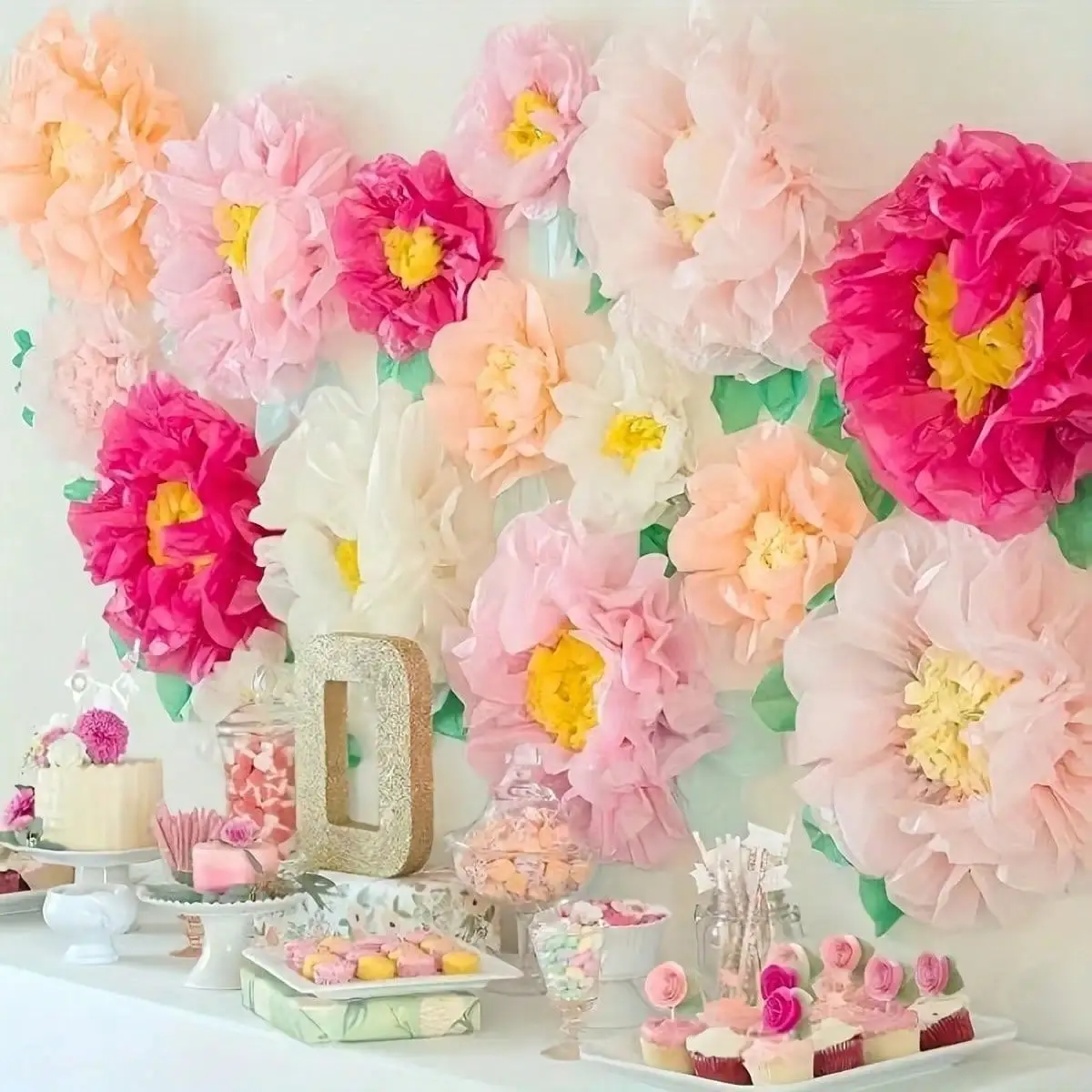 12pcs Of colorful Fiesta Paper Flowers for Wall Fairy Birthday Decoration Carnival Party Backdrop Centerpiece Wedding Outdoor Spring Rainbow Pastel Classroom Photo Props Assorted Pom Poms, Halloween Decorations, Christmas Decorations holiday event