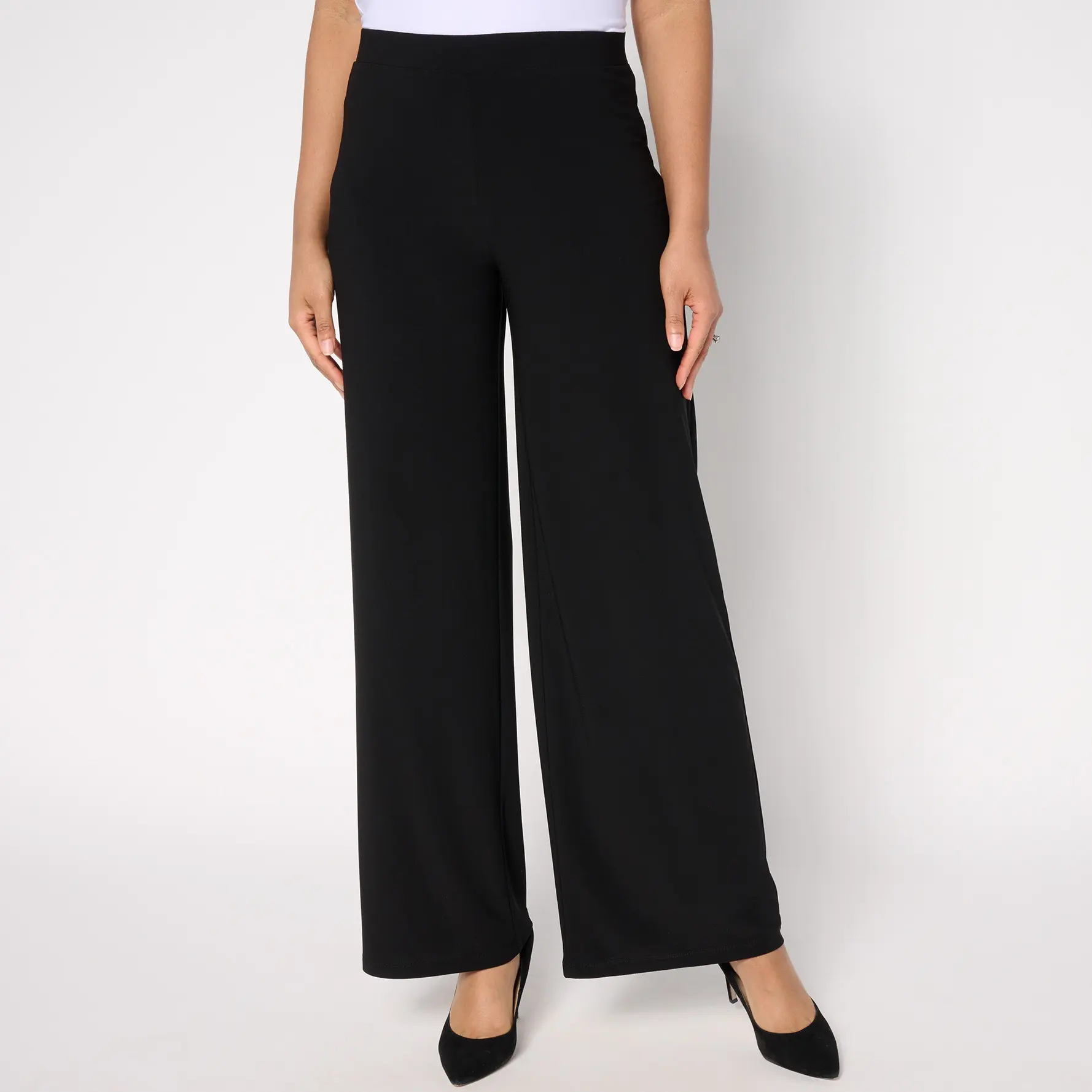 Dennis Basso Regular Cavier Crepe Wide Leg Pants