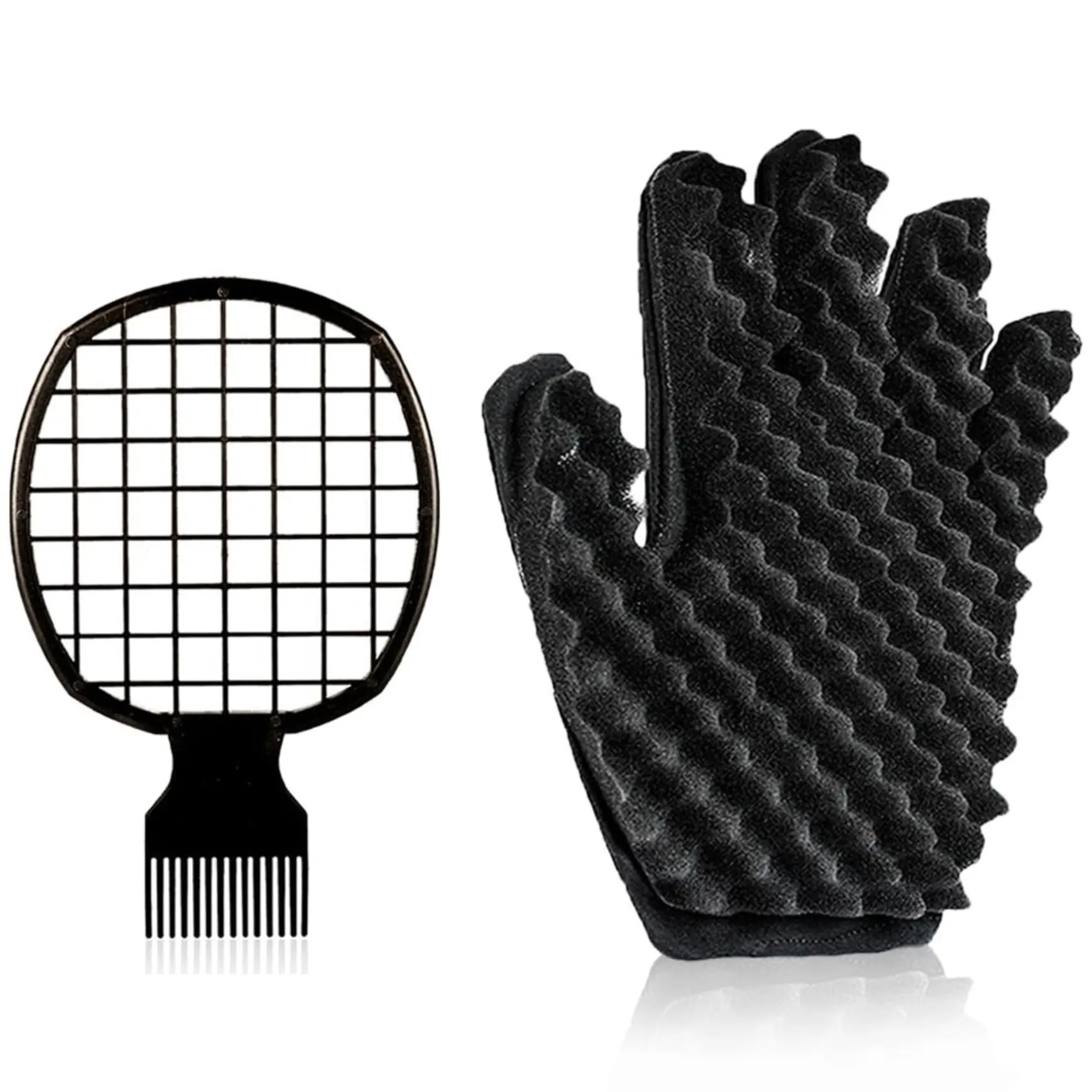 Curl Sponge Kit with Hair Twist Comb & Glove for Men & Women, Hair Twist Sponge for Natural Curls, Coils & Afro Hair