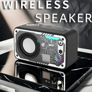 Transparent Mecha Bluetooth Speaker, 3D Surround Sound, RGB LED Lights, Loud Stereo for Home & Easter Party, TF Card Supported