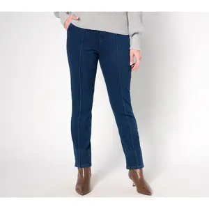 Isaac Mizrahi Live! Regular Knit Denim Straight-Leg Trouser Jeans
