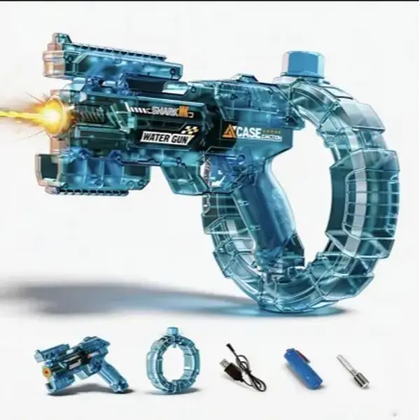 Electric Water Gun with Light Effects, Automatic Continuous Fire, Adult and Kids Splash Toy, Summer Beach Pool Party Sprayer, Lithium Battery Included, Watergun, Waterblaster