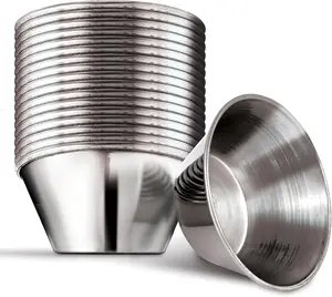 1.5 Oz Stainless Steel Condiment Cups (12 Pack), Individual Portion Dipping Sauce Cups, Small Metal Ramekins for Ketchup, Marinara, BBQ Sauce, and More! Reusable Condiment Cups for Restaurants Stock Your Home