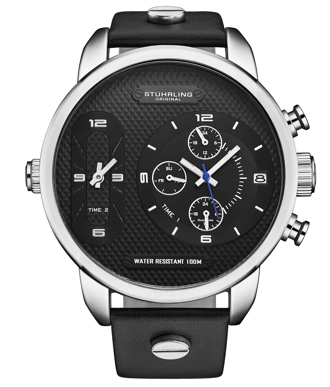 Men's Sophisticated GMT Watch with Damier Dial, Multi-Timezone Japanese Quartz Movement, and Date Window - 52mm Case, Multifunctional Watch, Quartz Watch