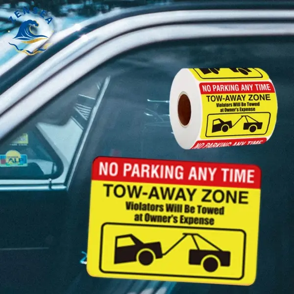 6 rolls of No Parking Dragging Area Stickers 150 sheets/1 roll of No Parking Dragging Area Stickers 2.76 "x1.97" - Windproof Vinyl Warning Stickers for Private Lanes, Apartments, and Commercial Areas | Violators will be towed away at the owner's expense