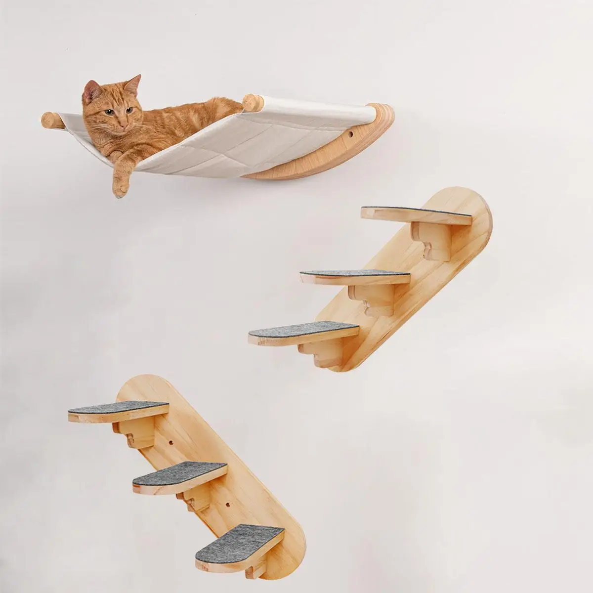 Wall Mounted Cat Hammock/ Ladder, 1 Count Cat Wall Shelf, Modern Cat Bed, Pet Furniture for Sleeping, Playing, Climbing and Resting