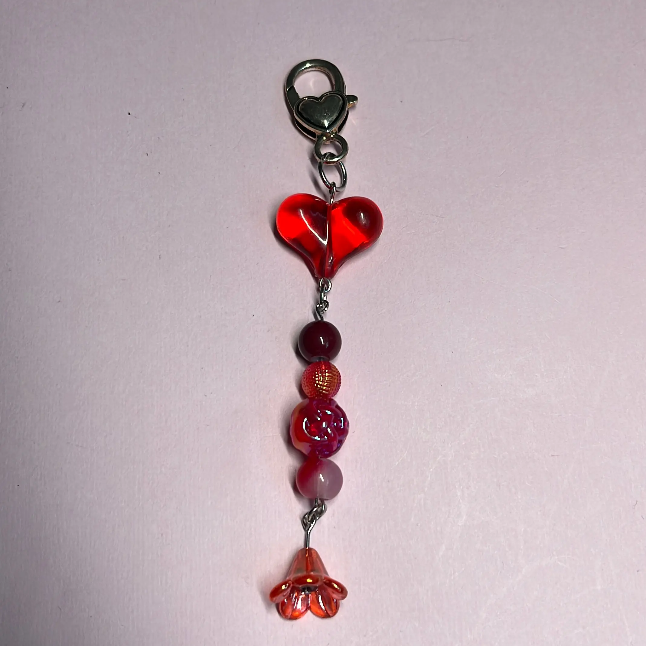 cute simple colorful rainbow flower beaded keychain
