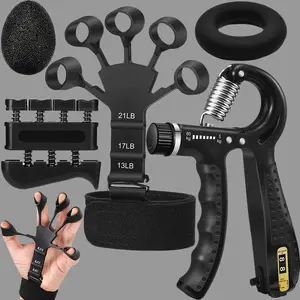 5 in 1 Grip Strength Trainer - Adjustable Hand Grip Strengthener and Finger Stretcher, Finger Exerciser, Forearm Workout Ring, Stress Ball, Gifts for Muscle Building & Injury Recovery  Athletes & Musicians forearm strengthener veins gripper
