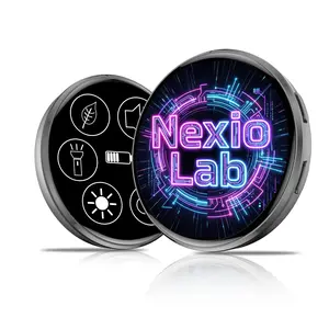 Nexio Lab Digital Badge Electric Badge Video E-Badge 53mm Round Touchscreen Pin with Custom Video/Photo/GIF Display, Bluetooth & Device Sharing, 7-Color Light Modes, Magnetic Charging, Up to 10-Hour Battery Life