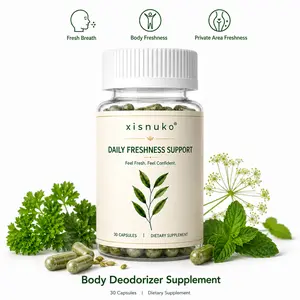 Private Area Freshness Supplement for Women, Daily Body Deodorizer Capsules with Parsley, Peppermint, Nettle, Fennel, Zinc & B6, Fresh Breath and Body Freshness Support, 30 Capsules