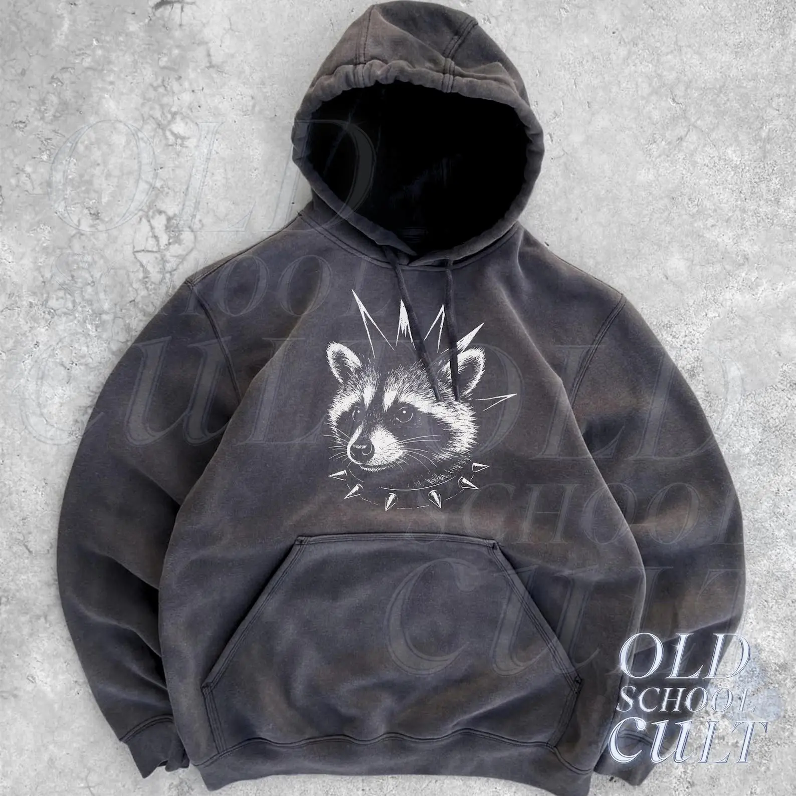 Raccoon Punk Vintage 90s Graphic Hoodie, Retro Funny Punker Raccoon Adult Hoodie, Punk Lovers Gift, Silly Raccoon Gifts