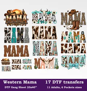 Western Mama DTF Gang Sheet, 23x40 in.  Western Mama Heat transfers