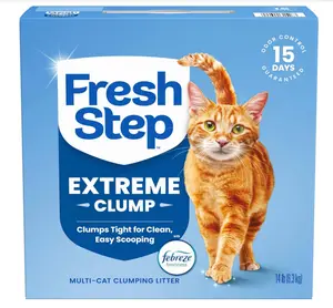 Fresh Step Extreme Multi Cat Clumping Litter with Febreze Freshness, Low Dust, Odor Control with Ammonia Block Tech, Compatible in Automatic Litter Boxes, 14 lb. Box