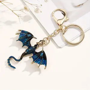 1pc Rhinestone Dragon Keychain, High Fantasy Animal Alloy Key Chain Ring Bag Backpack Charm Car Key Pendant Gift