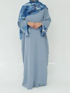 Women's Tie Dye Long Sleeve Dress with Hijab, Modest Casual Long Dress for Daily Wear, Ladies Islamic Clothing for All Seasons, Abaya Hijab Set, Modesty Muslim Clothing