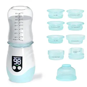 Bottle Warmer,Portable Bottle Warmer for Travel, Rechargeable Bottle Warmer with 8 Adapters, 1 Milk Powder Container, Compatible with Most Bottle, Fast Heating, White