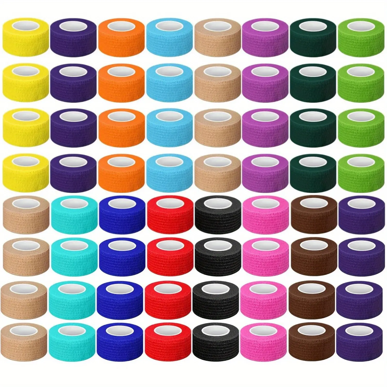 64 Pack Self-Adherent Cohesive Bandage Rolls, Flexible Athletic Protective Tape for Wrist, Ankle & Finger Support, Breathable Elastic Band for Sports & Personal Care, Secure, Great For Sports, Gym, And Daily Care