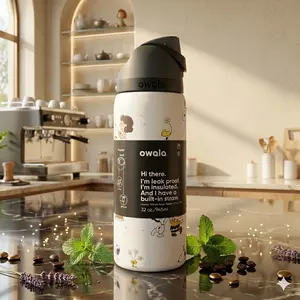 Owala FreeSip 32oz Insulated Water Bottle – Stainless Steel, Leakproof Flip Lock Lid, BPA Free, Keeps Drinks Cold 24H Hot 12H, Reusable Sports Travel Gym Bottle with Straw, Durable & Stylish Design