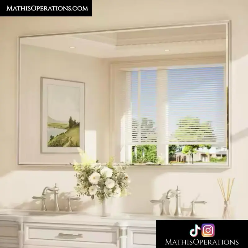 Brushed Nickel Rounded Bathroom Mirror