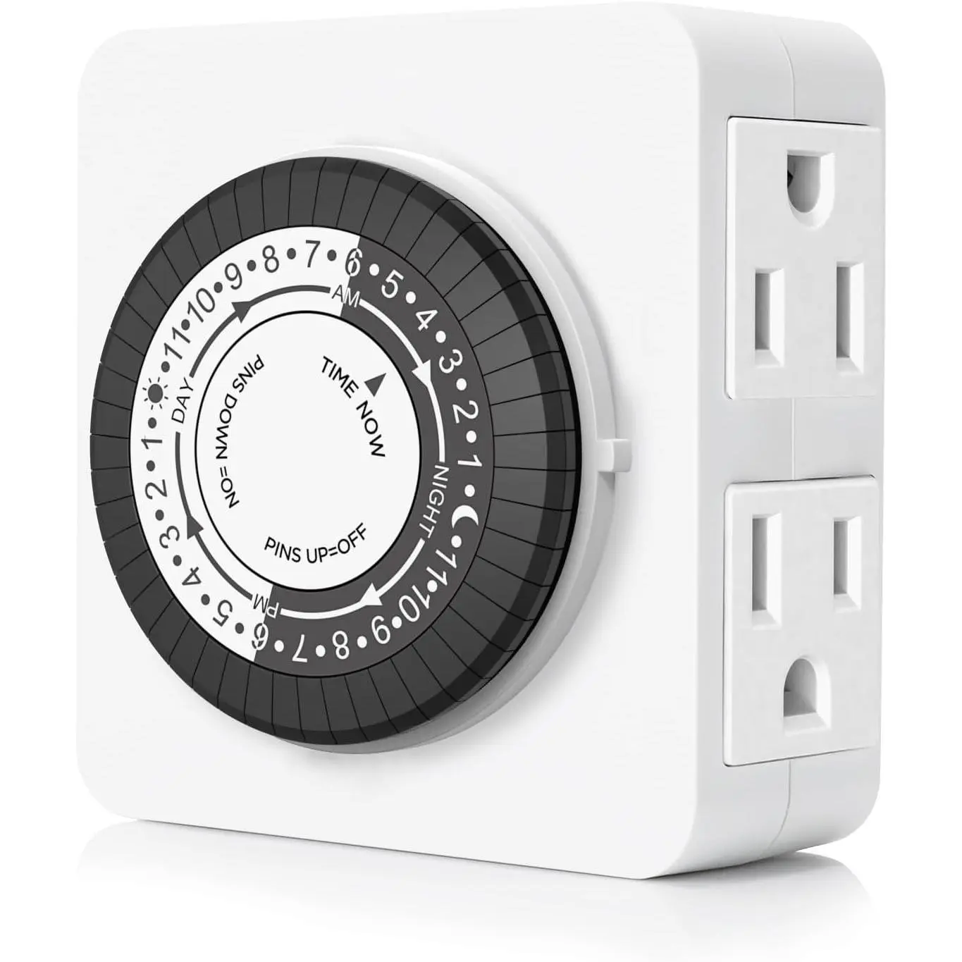 Timers for Electrical Outlets Indoor, 24-Hour Dual Outlet Timer, Christmas Tree Timer Indoor, 3 Prong Light Timers Indoor, Daily Cycle, 125V 15A, ETL Listed