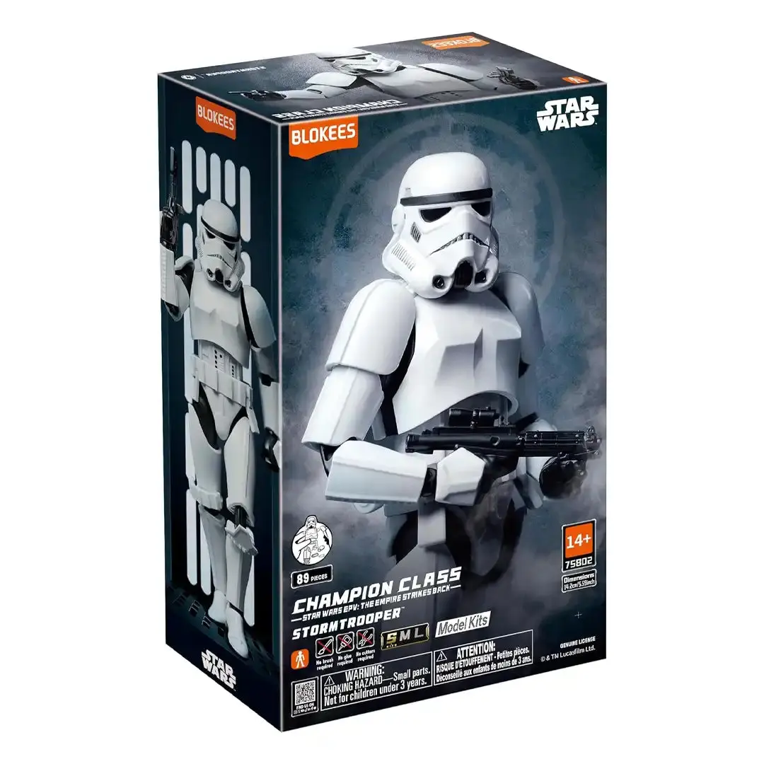 Blokees Star Wars V: The Empire Strikes Back CC02 Series Stormtrooper Model Figure Kit - Snap-Fit, Articulated, Approx. 5.59 Inches Realistic Action Figures, Authentic Design & Blaster Rifle, 14+ Classic Toy Collectors’ Collecting Toy