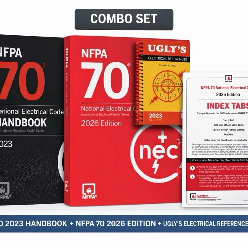 NFPA 70 National Electrical Code Combo Set - 2023 Handbook, 2026 NEC, Ugly’s Electrical Reference, Index Tabs for Apprentices, Inspectors & Quick Calculations