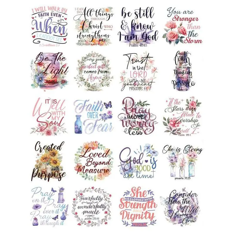 UV DTF Cup Wrap - 20 Sheets Inspirational Bible Verses UV DTF Cup Wraps for 16 OZ Inspirational Faith God UVDTF Cup Wraps Affirmation Waterproof UV DTF Transfer Stickers for Glass Cups Mug  DIY Crafts Stickers for Glass Cups