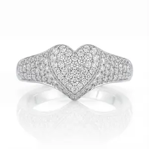 925 Sterling silver Pave Heart Pinky Ring