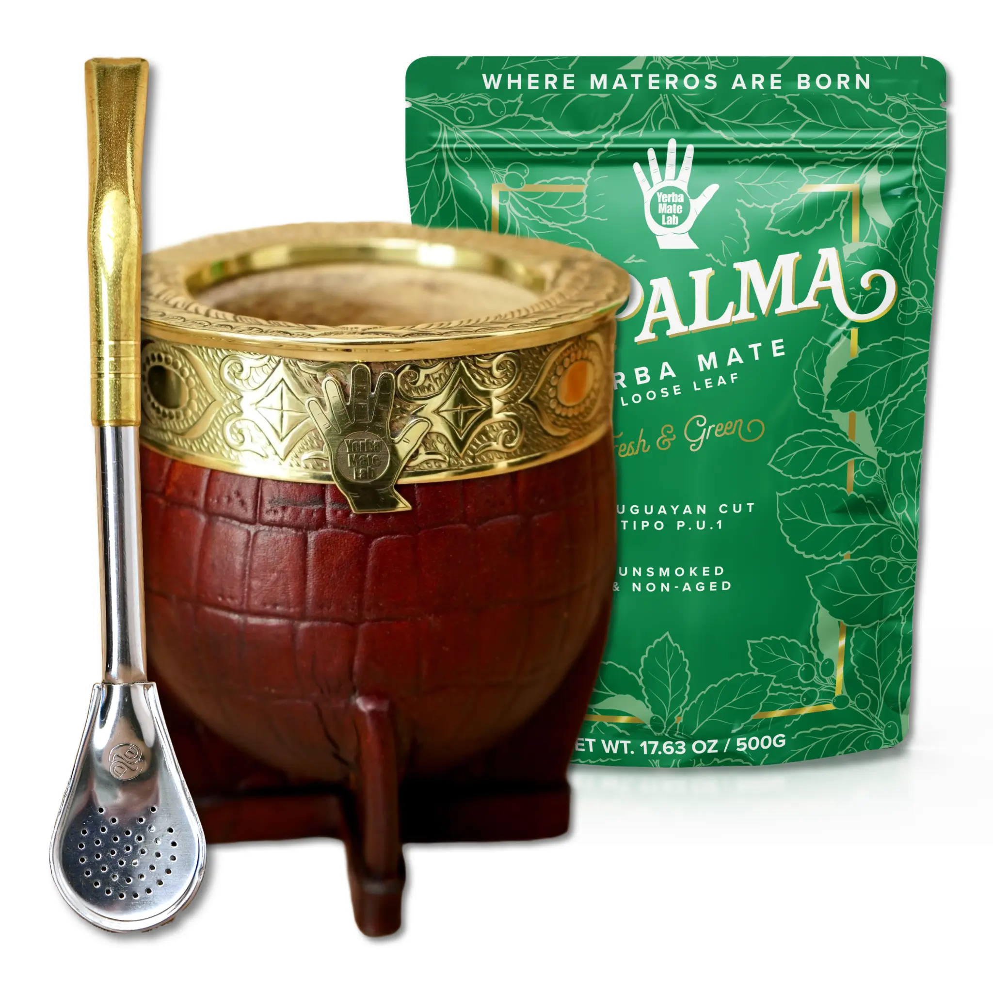 Premium Yerba Mate Kit - Mate Gourd, Bombilla, & Yerba