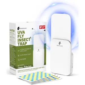 Flying Insect Trap Indoor - Plug-in Fly Catcher and Killers Includes Refills for House Flies, Fruit Flies, Gnats,Cover up to 800 ft², Off-White, 1 Trap + 4 Refills