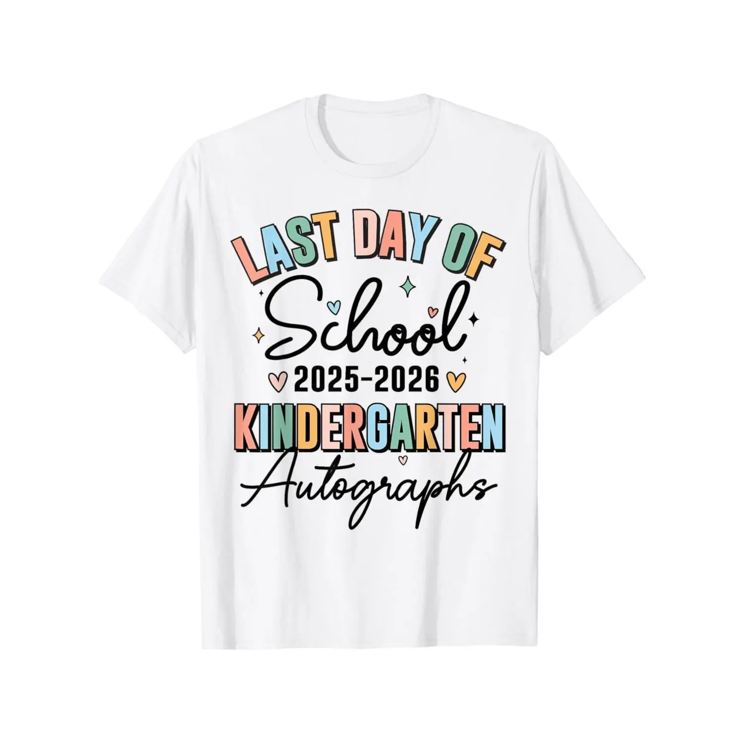 Boys' & Girls' Fitted Short Sleeve Round Neck White Kindergarten Graduation T-Shirt - 3-4Y(100cm), 2026 Last Day Autograph Basic Outfit, Minimalist All Seasons Top, Soft Fabric, Class Print, Summer Party Wear