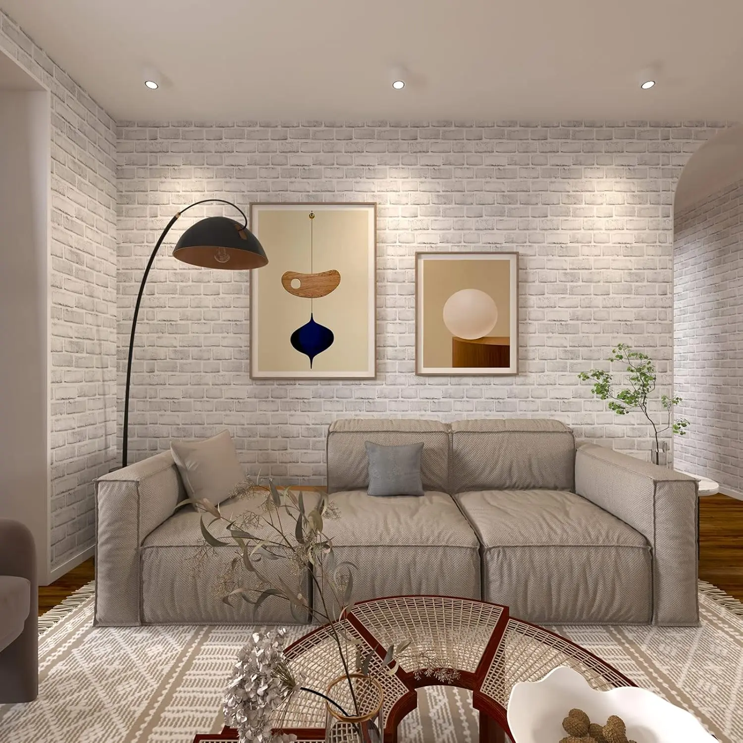 White Gray Brick Wallpaper - Self Adhesive Removable Brick Contact Paper for Walls - Peel and Stick 3D Faux Brick Wall Paper - 120”×18”