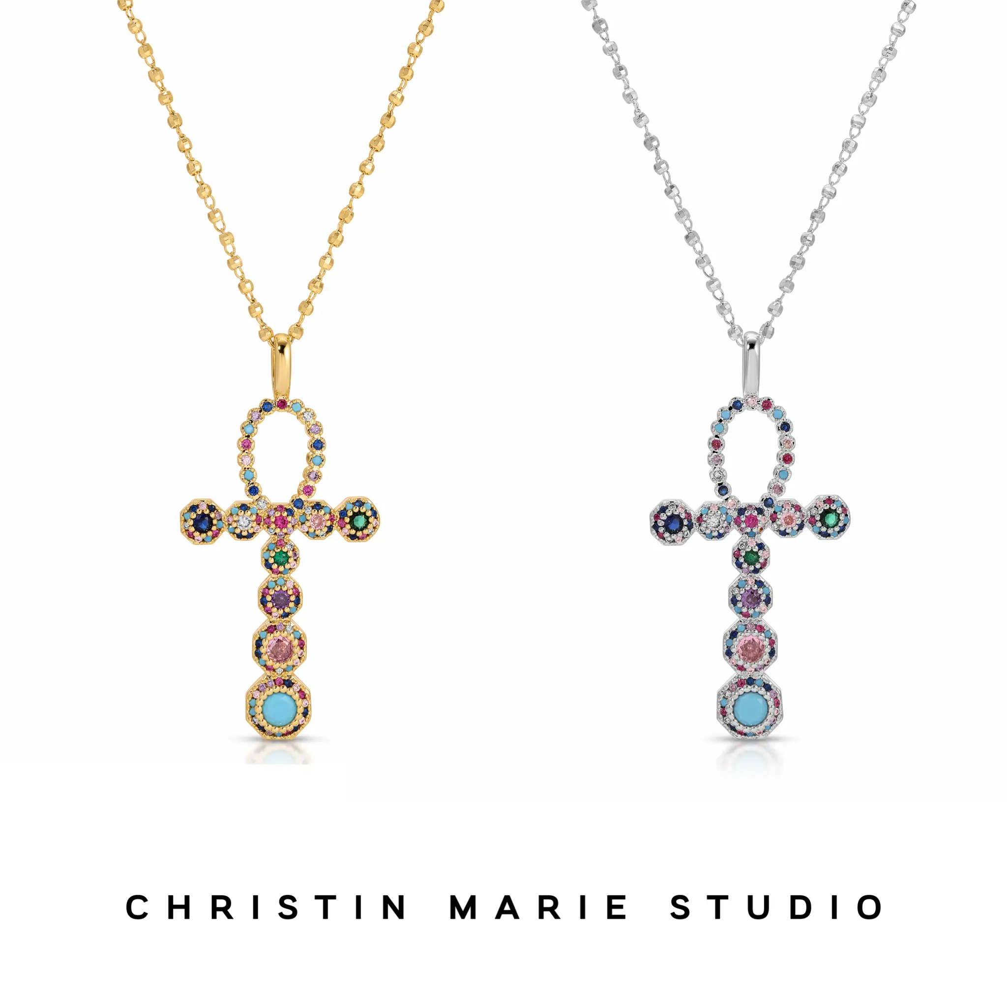 Icy Ankh Necklace (Multicolor)(NEW Design)