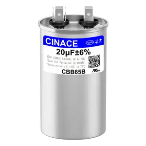 CINACE 20uF 20MFD CBB65 Run Circular Start Capacitor for Air Conditioner AC Motor Fan Condenser HVAC Ice Maker 370/450VAC 50/60Hz