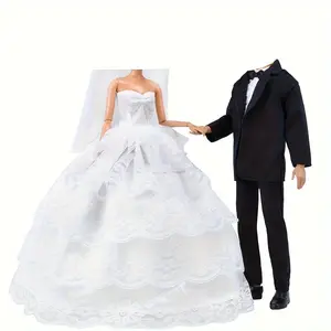 1/6 Scale Doll Clothes Set, Wedding Dress & Suit, Polyester Fiber, Doll House Accessories, Dolls Clothes Accessories, Ideal Gift for Collectors, Doll Clothes Outfit, Doll Clothing Set (Doll Not Included)