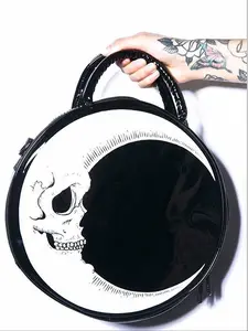 Punk Style Skull Moon Pattern Handbag, Fashionable Round Shaped Crossbody Bag for Women, Casual Trendy Versatile High-quality Daily Commuting Bag