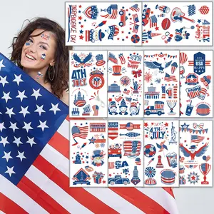 25/50PCS 4th of July Temporary Tattoos, Patriotic Waterproof Fake Tattoos for Kids & Adults, Red White Blue USA Flag & Stars Body Art Stickers for Independence Day, Memorial Day, Labor Day Parties & Celebrations outdoorfun