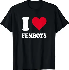 100%cotton Red Heart I Love Femboys T-Shirt