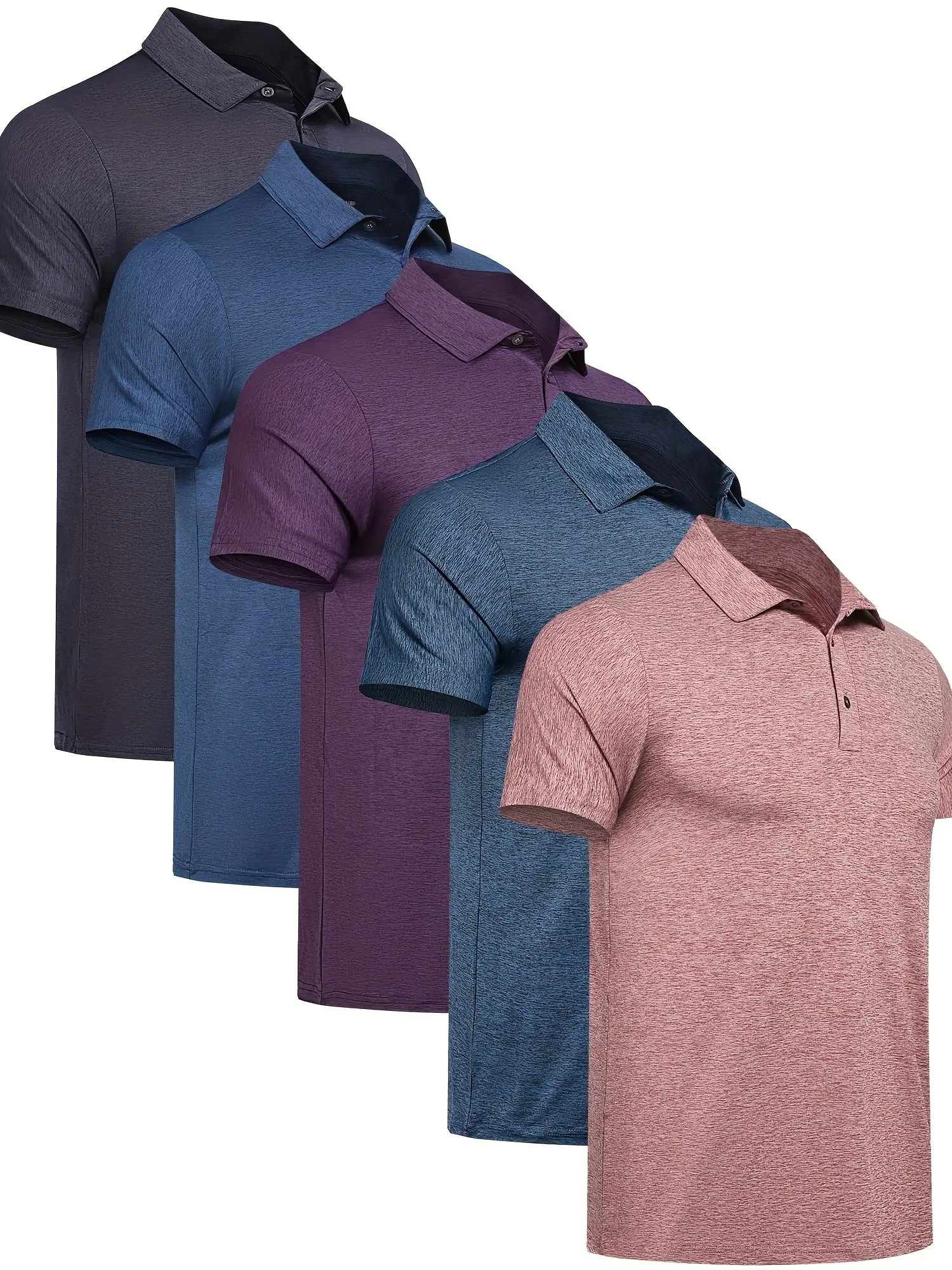 Men's 5 Pack Polo Shirts Quick Dry Short Sleeve Golf T-Shirt Performance Moisture Wicking UPF 50+ Tagless Breathable Fabric Odor Resistant summerwins,travel essentials,camping essentials