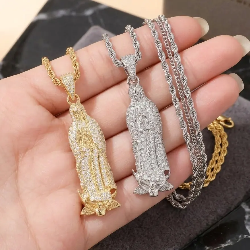 Virgin Mary Necklace,Virgen De Guadalupe Necklace Mother Mary Necklace Our Lady of Guadalupe Necklace Amulet Pendant for Women Jewelry Gift