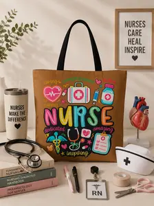 Nurse Doodle Medical Icons Tote Bag | Colorful Nursing Design