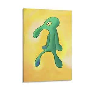 Eye - Catching Bold and Brash Squidward Painting Wall Art - A Hilarious Collection of Cool Meme Posters. Ideal for Guys' Office, Bedroom, or Home Decor. A Must - Have for Adding a Touch of Whimsy