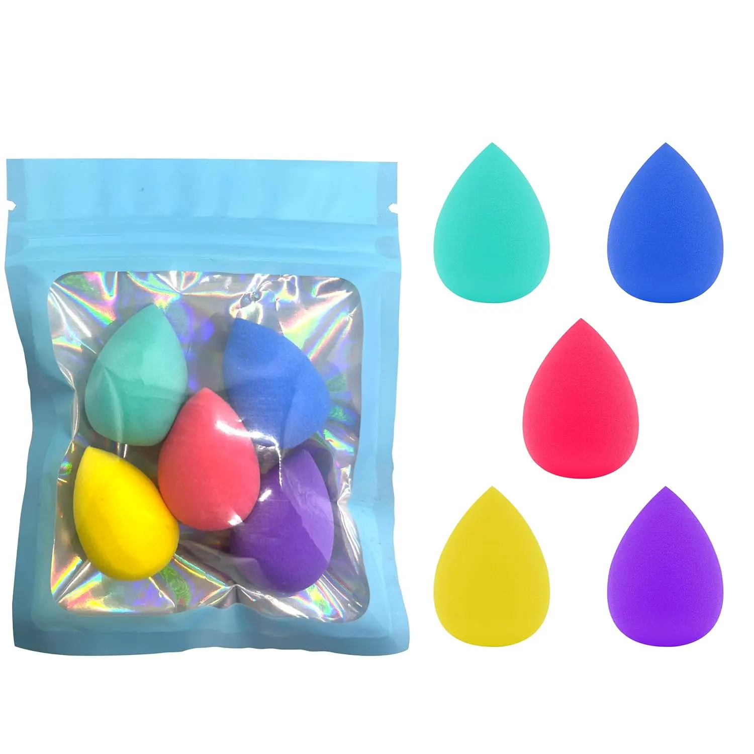 5PCS Mini Beauty Blender Mini Makeup Sponges Soft and Flexible Multi Colored Beauty Blender Sponge for Foundation, Powder, Liquid, Beauty Gift Set (Black)